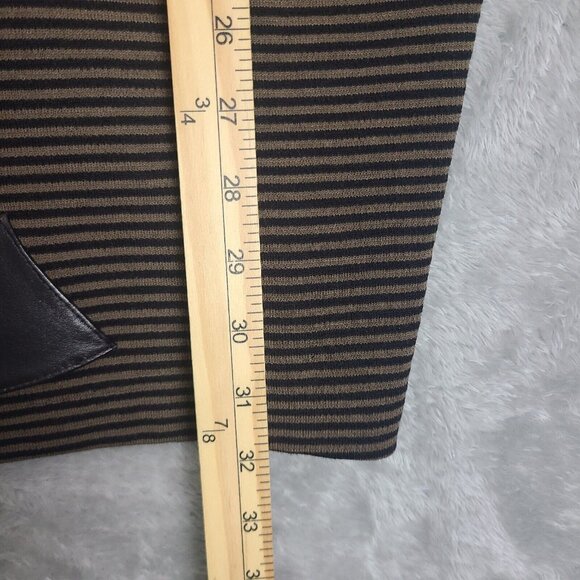 Pom Pom Frank Owen Vintage Sweater Wool Leather Batwing Sleeve Brown‎ Black Sz S - Picture 13 of 15